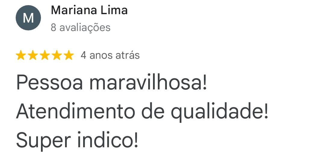 Avaliação de Mariana Lima — 5 estrelas no Google